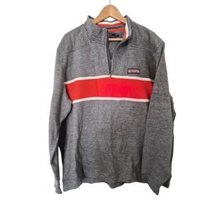 Vineyard Vines‎ Shep Shirt Mens XXL Gray Red Stripe 1/4 Zip Pullover Cotton